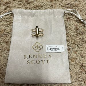 Kendra Scott Abra Gold Double Band Ring in White Crystal Size 9